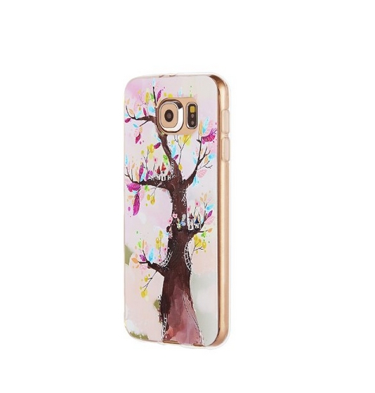 Soft Silicone Gel TPU Case Special 3D Relief Printing Pattern Back Cover for Samsung Galaxy S6 lover tree
